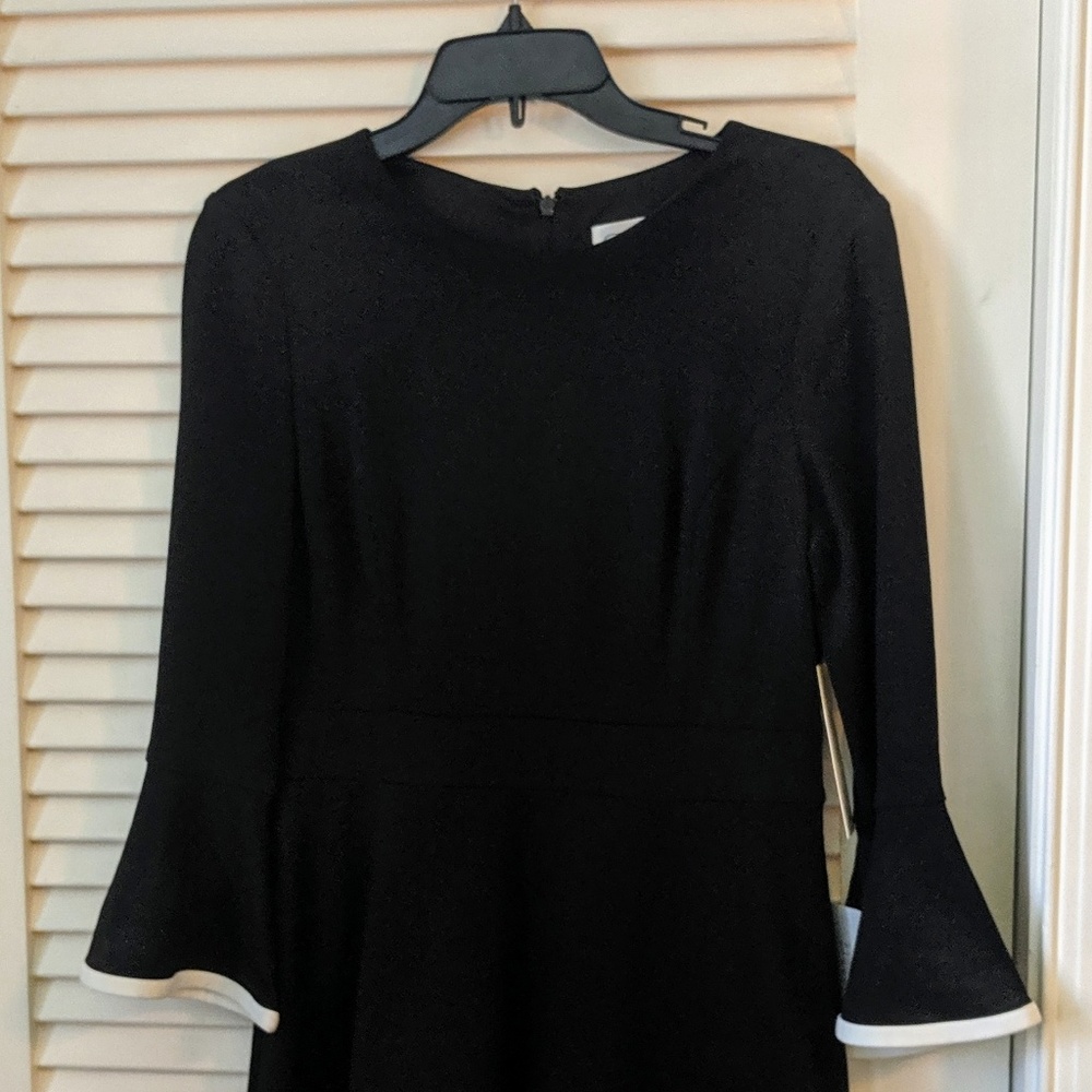 Black and white fit and flare dress